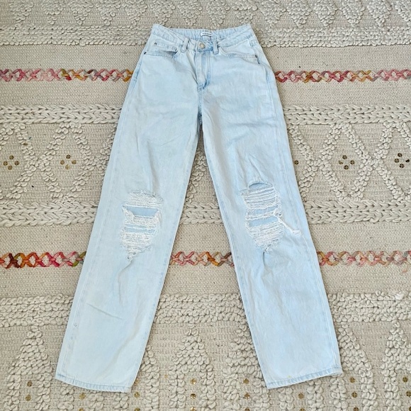 WeWoreWhat Baggy Straight Leg Distressed Jeans - Picture 2 of 9